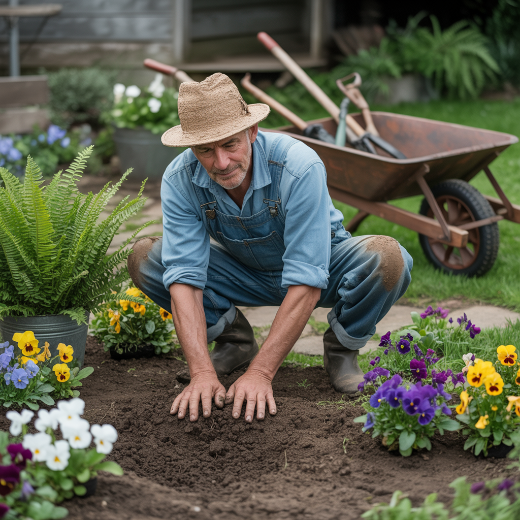 Man testing soil with hands to ensure it is ready for planting
